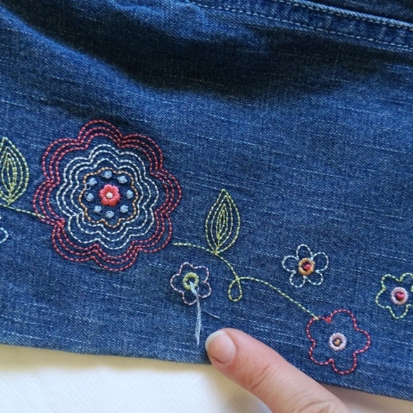 gymboree floral embroidered rolled cuff denim jeans 2T toddler girls - Picture 8 of 11